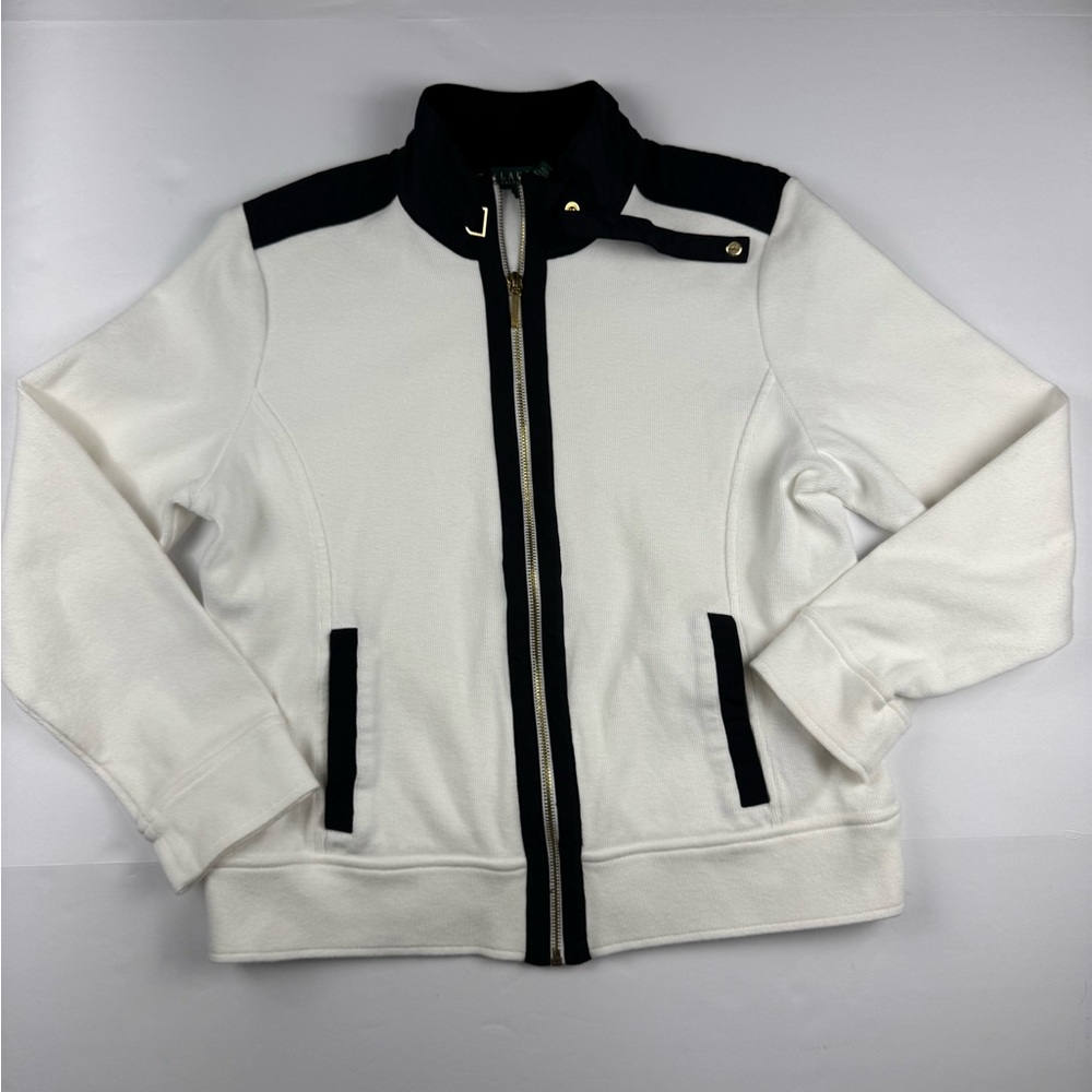 Ralph Lauren Black and White Full zip active jacket size large